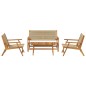vidaXL Set di 4 sedie da giardino in legno massello di acacia - Beige
