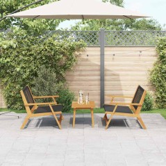 vidaXL Sedie da giardino con tavolo - Set da 3 pezzi in legno massello di acacia nera