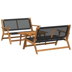 vidaXL Sedie da giardino con tavolo - Set da 3 pezzi in legno massello di acacia nera