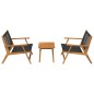 vidaXL Sedie da giardino con tavolo - Set da 3 pezzi in legno massello di acacia nera