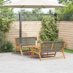 vidaXL Set di sedie e tavolo da giardino - 3 pezzi in legno massello di acacia grigio