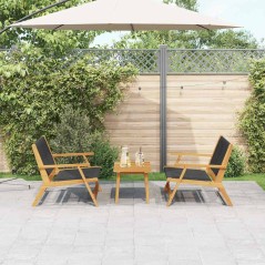 vidaXL Sedie da Giardino con Tavolo - Set di 3 in Legno massello di Acacia Nero