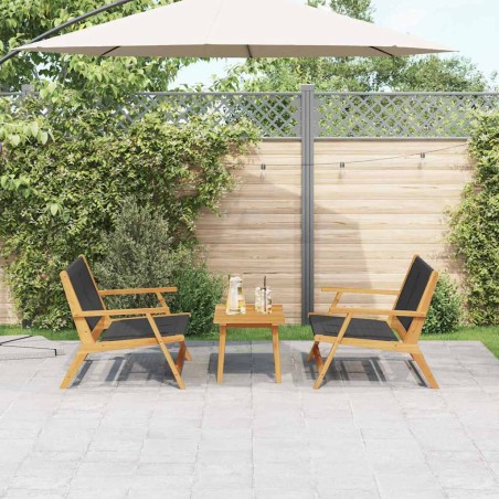 vidaXL Sedie da Giardino con Tavolo - Set di 3 in Legno massello di Acacia Nero