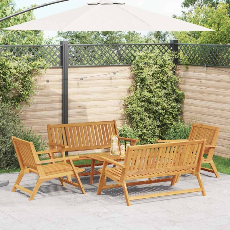 vidaXL Set di Sedie da Giardino con Tavolo, 5 Pezzi in Legno Massello di Acacia. vidaXL Set di Sedie da Giardino con Tavolo, 5 Pezzi in Legno Massello di Acacia.