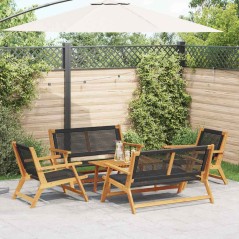 vidaXL Sedie da Giardino con Tavolo - Set da 5 Pezzi in Legno Massello di Acacia Nera