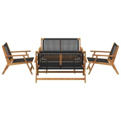 vidaXL Sedie da Giardino con Tavolo - Set da 5 Pezzi in Legno Massello di Acacia Nera