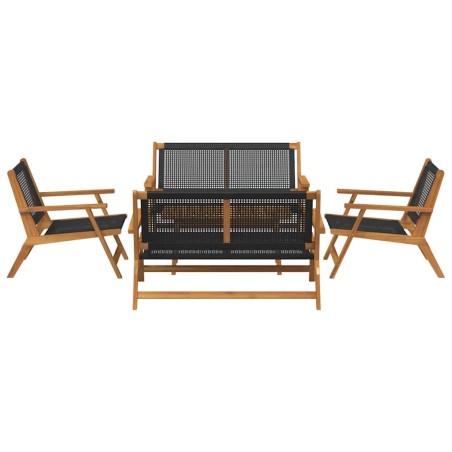 vidaXL Sedie da Giardino con Tavolo - Set da 5 Pezzi in Legno Massello di Acacia Nera