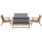 vidaXL Set di Sedie e Panchina da Giardino in Legno di Acacia Bianco e Nero da 5 Pezzi vidaXL Set di Sedie e Panchina da Giardino in Legno di Acacia Bianco e Nero da 5 Pezzi