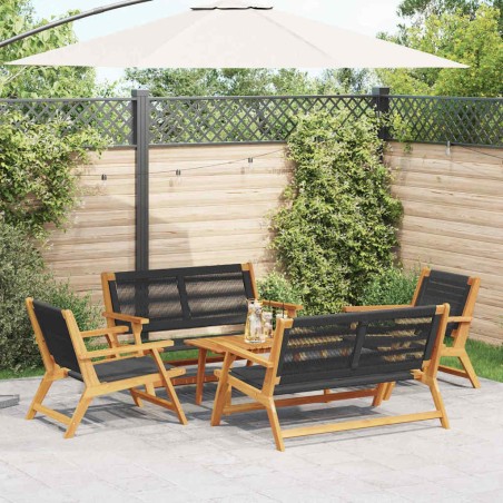 vidaXL Sedie da Giardino con Tavolo 5 pcs Nero Legno Massello di Acacia