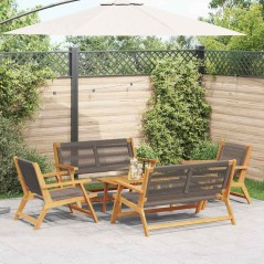 vidaXL Set di sedie da giardino con tavolo, 5 pezzi, Grigio, Legno massello di acacia