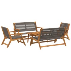 vidaXL Set di sedie da giardino con tavolo, 5 pezzi, Grigio, Legno massello di acacia