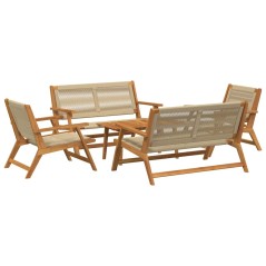 vidaXL Sedie da Giardino con Tavolo 5 pcs Beige Legno Massello di Acacia
