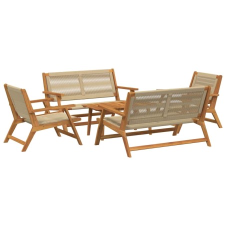 vidaXL Sedie da Giardino con Tavolo 5 pcs Beige Legno Massello di Acacia