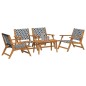 vidaXL Set di Sedie da Giardino con Tavolo - 5 Pezzi, Nero e Bianco, Legno Massello di Acacia vidaXL Set di Sedie da Giardino con Tavolo - 5 Pezzi, Nero e Bianco, Legno Massello di Acacia