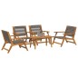 vidaXL Sedie da Giardino con Tavolo - Set da 5 in Legno massello di Acacia Grigia vidaXL Sedie da Giardino con Tavolo - Set da 5 in Legno massello di Acacia Grigia