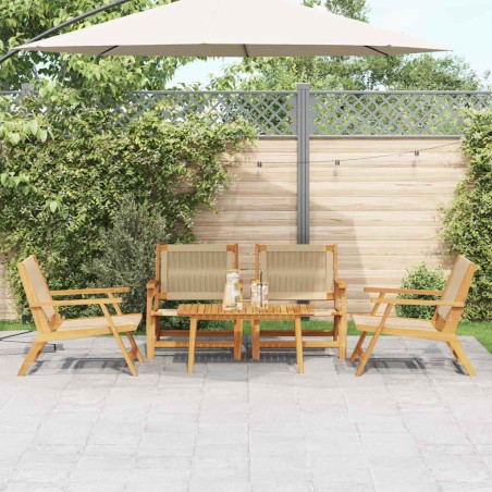 vidaXL Set da Giardino da 5 Pezzi: Sedie in Legno di Acacia Beige & Tavolo