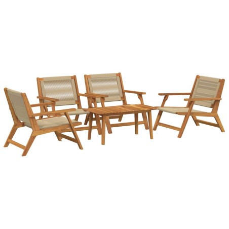 vidaXL Set da Giardino da 5 Pezzi: Sedie in Legno di Acacia Beige & Tavolo