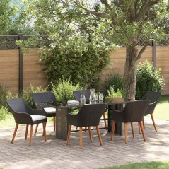 vidaXL Set da pranzo da giardino 7 pezzi, nero in rattan sintetico