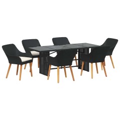 vidaXL Set da pranzo da giardino 7 pezzi, nero in rattan sintetico
