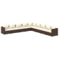 Set Divani da Giardino 9 pz con Cuscini in Polyrattan Marrone Set Divani da Giardino 9 pz con Cuscini in Polyrattan Marrone