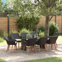 vidaXL Set da Pranzo da Giardino 9 Pezzi Nero in Rattan Sintetico di