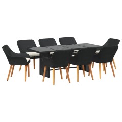 vidaXL Set da Pranzo da Giardino 9 Pezzi Nero in Rattan Sintetico di