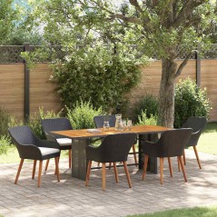 vidaXL Set da pranzo da giardino 7 pezzi in polyrattan nero