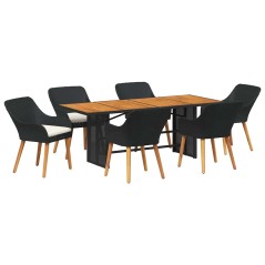 vidaXL Set da pranzo da giardino 7 pezzi in polyrattan nero