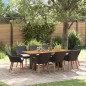 vidaXL Set da Pranzo da Giardino 9 Pezzi Nero in Rattan Sintetico vidaXL Set da Pranzo da Giardino 9 Pezzi Nero in Rattan Sintetico
