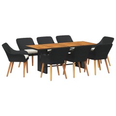 vidaXL Set da Pranzo da Giardino 9 Pezzi Nero in Rattan Sintetico