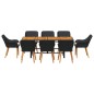 vidaXL Set da Pranzo da Giardino 9 Pezzi Nero in Rattan Sintetico vidaXL Set da Pranzo da Giardino 9 Pezzi Nero in Rattan Sintetico