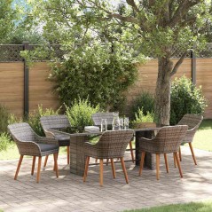 vidaXL Set da Pranzo da Giardino 7 Pezzi in Rattan Sintetico Grigio