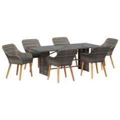 vidaXL Set da Pranzo da Giardino 7 Pezzi in Rattan Sintetico Grigio