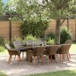 vidaXL Set da pranzo da giardino in 9 pezzi grigio in polyrattan