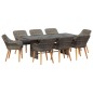 vidaXL Set da pranzo da giardino in 9 pezzi grigio in polyrattan