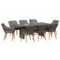 vidaXL Set da pranzo da giardino in 9 pezzi grigio in polyrattan