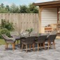 vidaXL Set da pranzo da giardino in 9 pezzi grigio in polyrattan