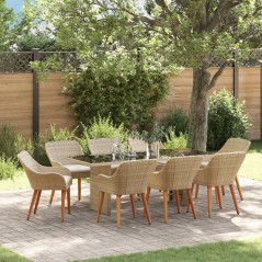 vidaXL Set da Pranzo da Giardino 9 Pezzi Beige in Polyrattan