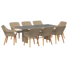 vidaXL Set da Pranzo da Giardino 9 Pezzi Beige in Polyrattan