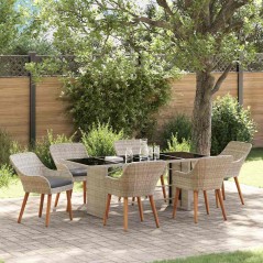 vidaXL Set da pranzo per esterni 7 pcs Grigio chiaro 190 x 80 x 74 cm