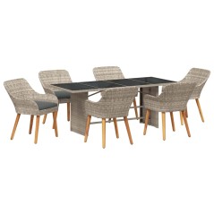 vidaXL Set da pranzo per esterni 7 pcs Grigio chiaro 190 x 80 x 74 cm