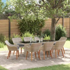 vidaXL Set da pranzo 9 pcs Grigio chiaro 190 x 80 x 74 cm