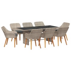 vidaXL Set da pranzo 9 pcs Grigio chiaro 190 x 80 x 74 cm