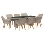vidaXL Set da pranzo 9 pcs Grigio chiaro 190 x 80 x 74 cm vidaXL Set da pranzo 9 pcs Grigio chiaro 190 x 80 x 74 cm