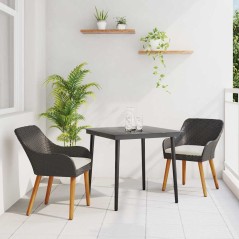 vidaXL Set da pranzo da giardino 3 pezzi in rattan nero