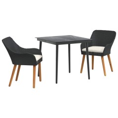 vidaXL Set da pranzo da giardino 3 pezzi in rattan nero