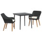 vidaXL Set da pranzo da giardino 3 pezzi in rattan nero vidaXL Set da pranzo da giardino 3 pezzi in rattan nero