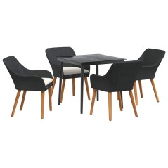 vidaXL Set pranzo giardino 5 pezzi nero in poly rattan