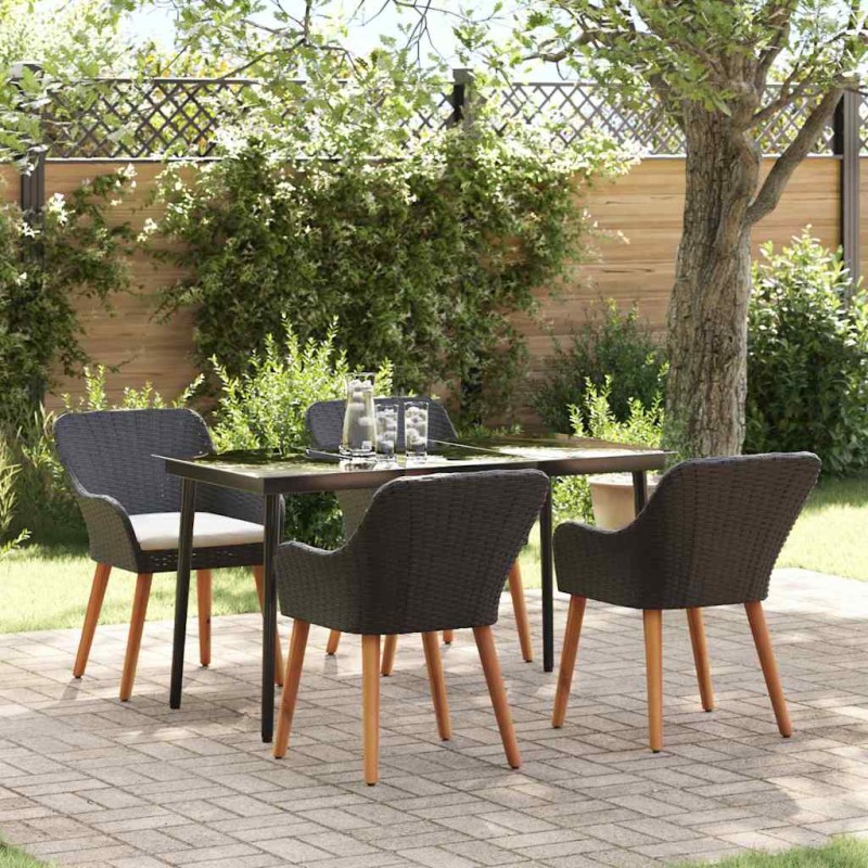 vidaXL Set da Pranzo da Giardino 5 Pezzi Nero in Rattan Sintetico vidaXL Set da Pranzo da Giardino 5 Pezzi Nero in Rattan Sintetico