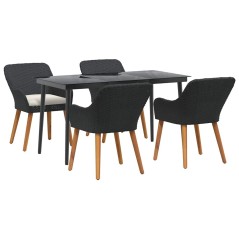 vidaXL Set da Pranzo da Giardino 5 Pezzi Nero in Rattan Sintetico